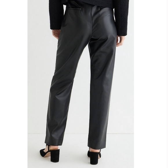 J. Crew Kate Straight Leg Pants in Faux Leather Black Sz 14 - Picture 2 of 10